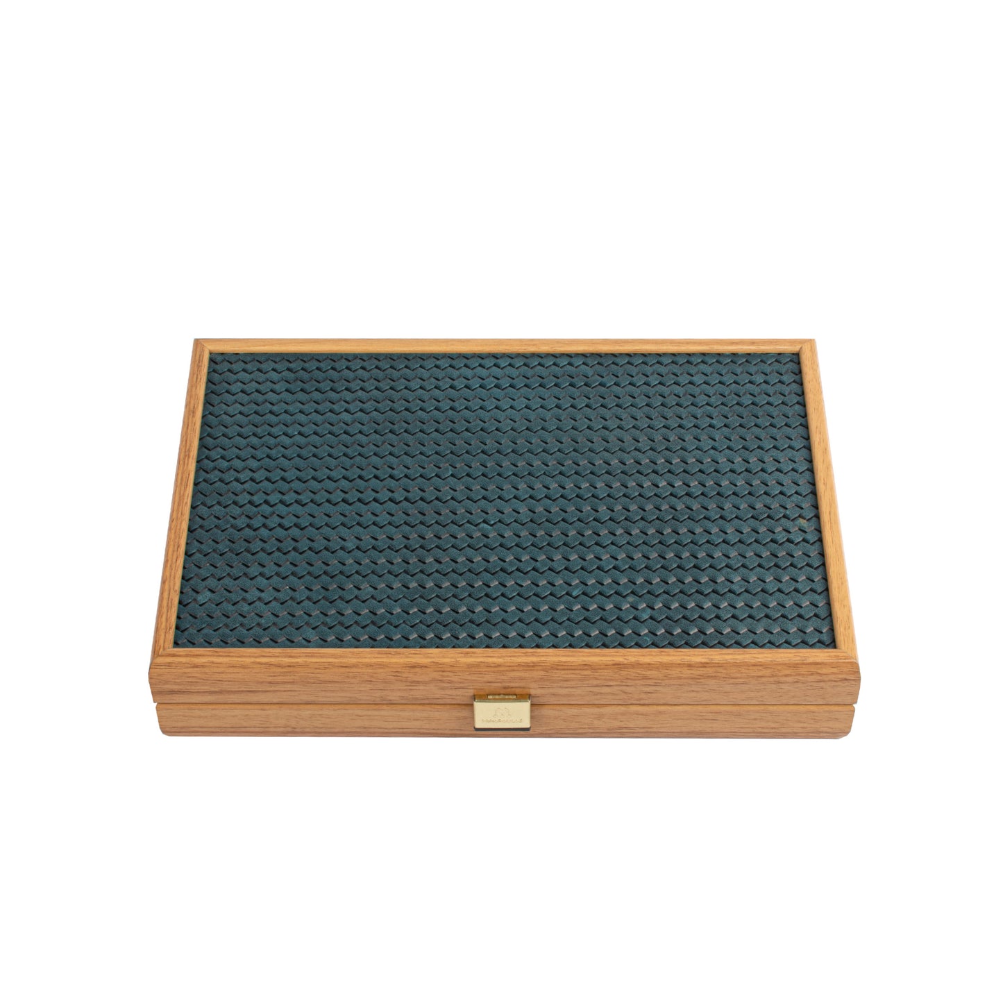 Premium Handcrafted Knitted Leather Backgammon Set in Turquoise colour