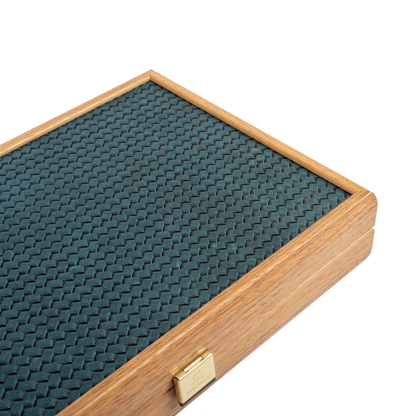 Premium Handcrafted Knitted Leather Backgammon Set in Turquoise colour