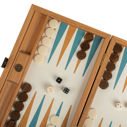 Premium Handcrafted Knitted Leather Backgammon Set in Turquoise colour