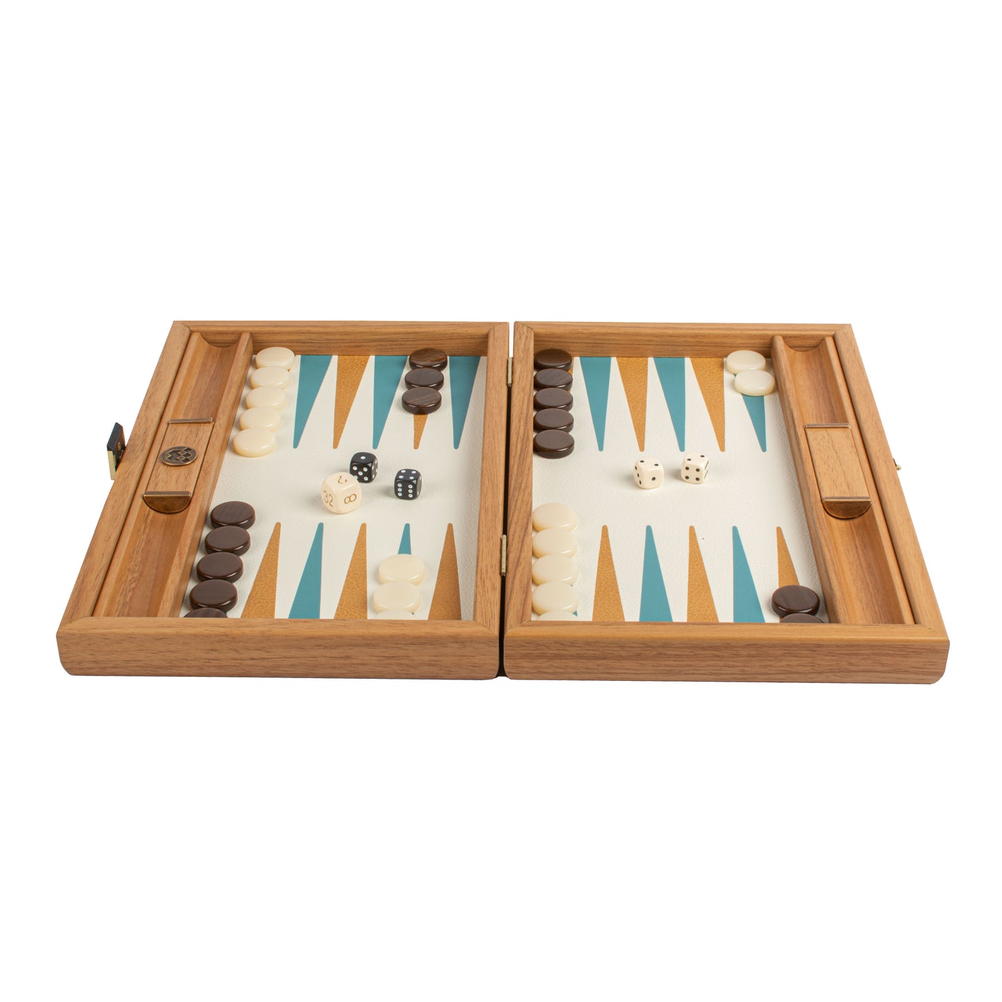 Premium Handcrafted Knitted Leather Backgammon Set in Turquoise colour