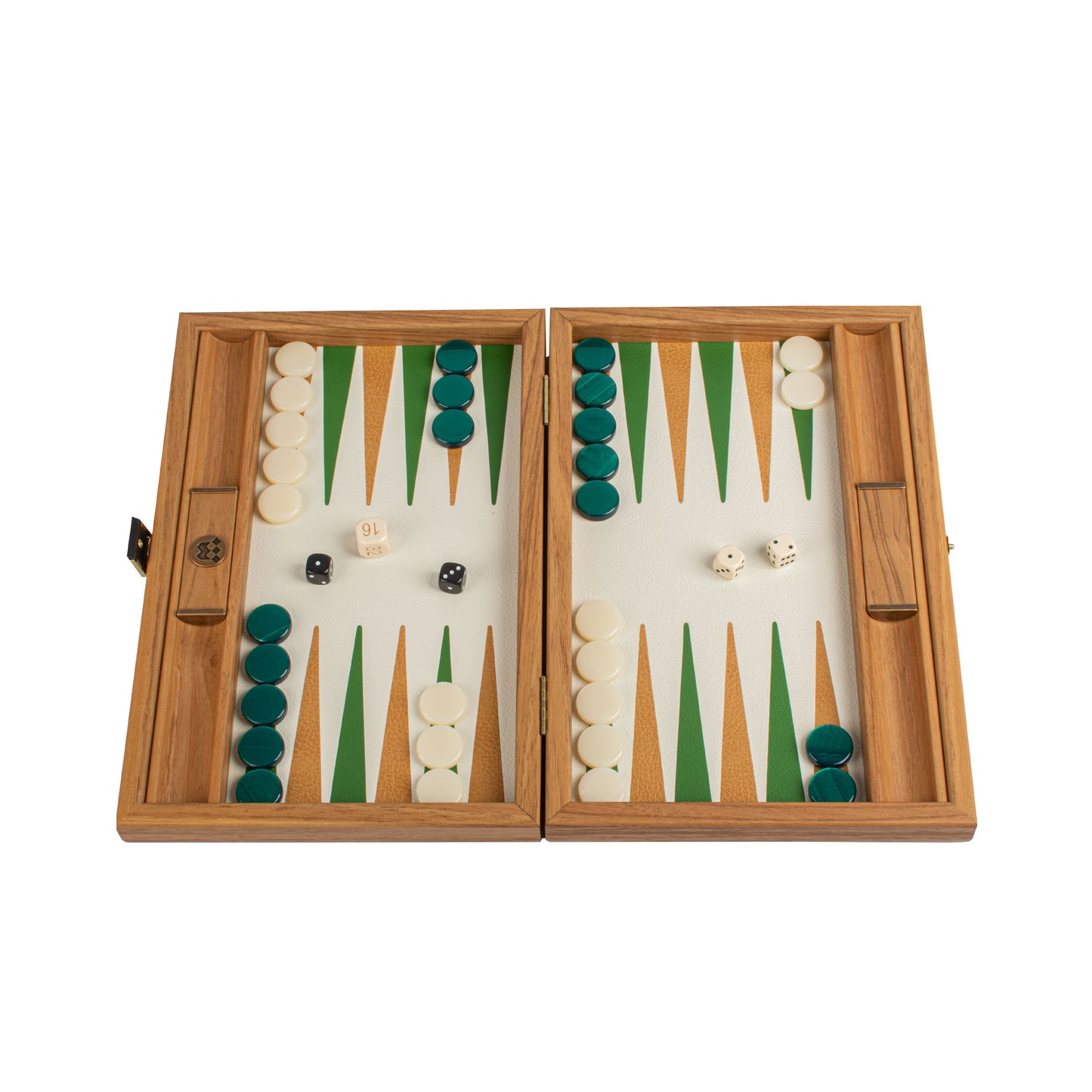 Premium Handcrafted Knitted Leather Backgammon Set in Green colour