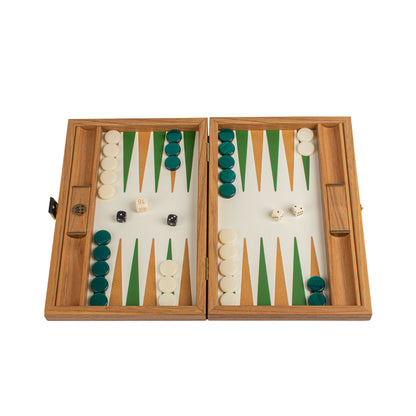Premium Handcrafted Knitted Leather Backgammon Set in Green colour