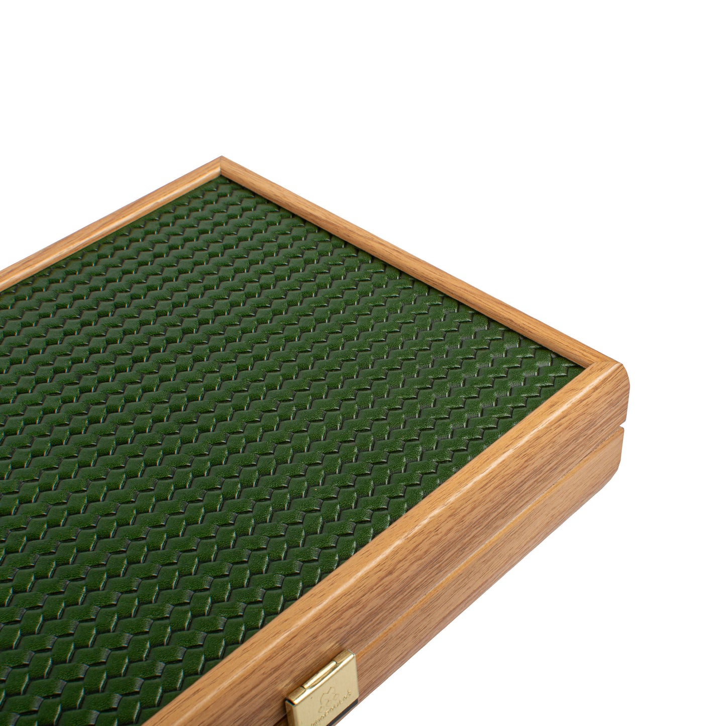 Premium Handcrafted Knitted Leather Backgammon Set in Green colour