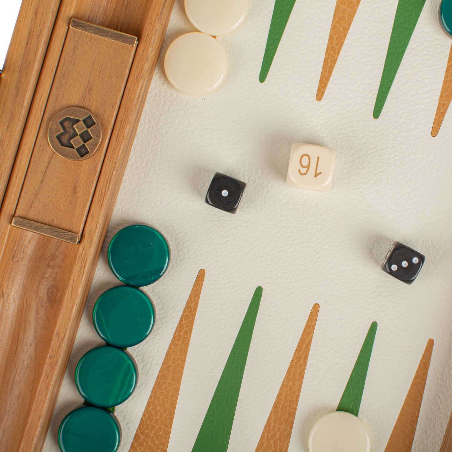 Premium Handcrafted Knitted Leather Backgammon Set in Green colour