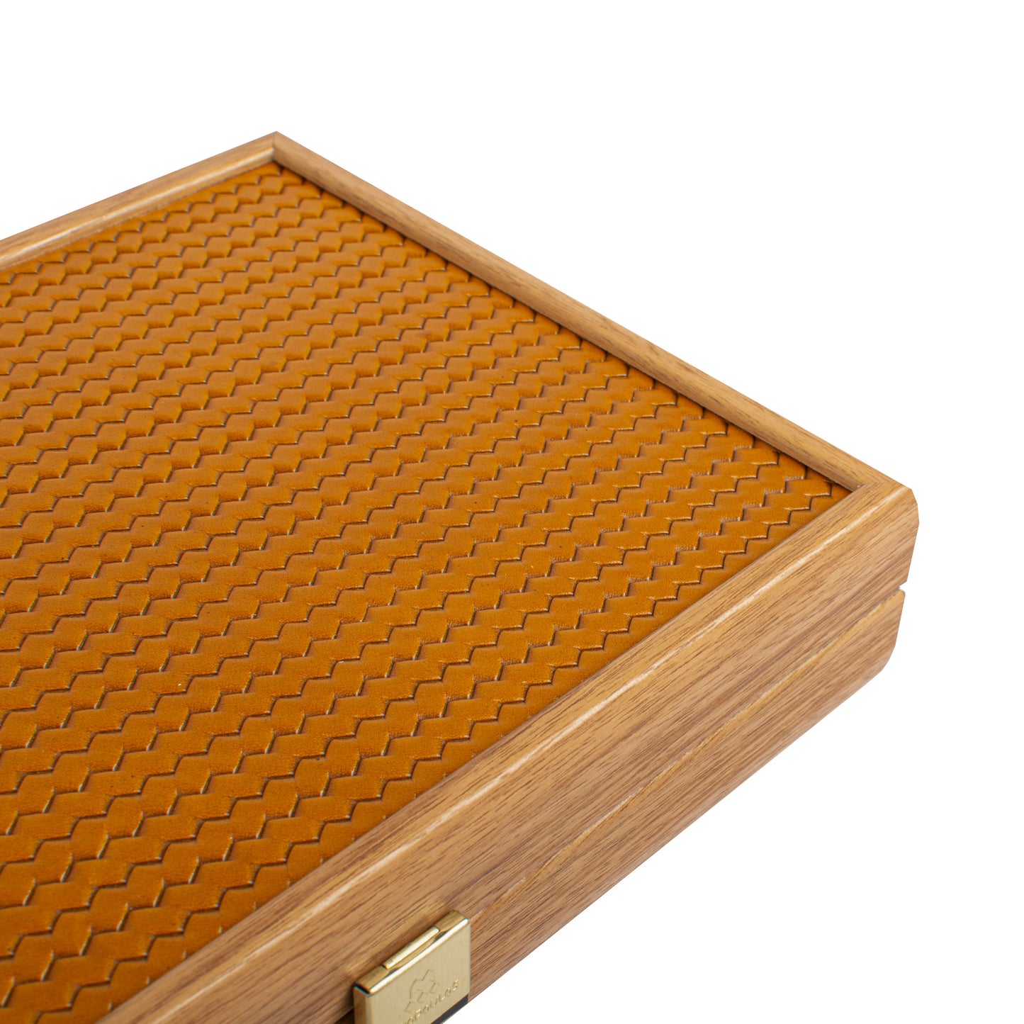 Premium Handcrafted Knitted Leather Backgammon Set in Mustard colour