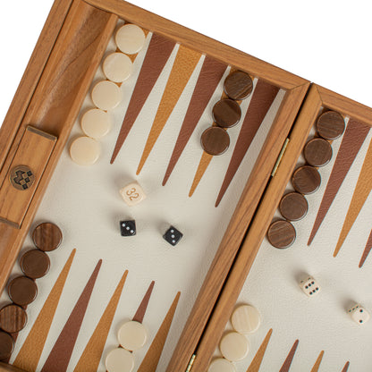 Premium Handcrafted Knitted Leather Backgammon Set in Mustard colour
