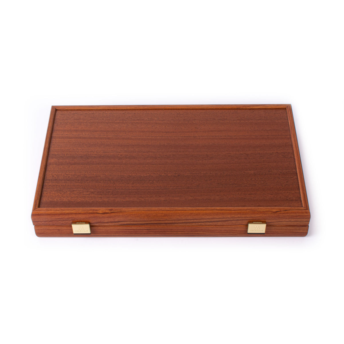 Handcrafted Mahogany Backgammon Set with Side Racks - Elegant Marquetry Design