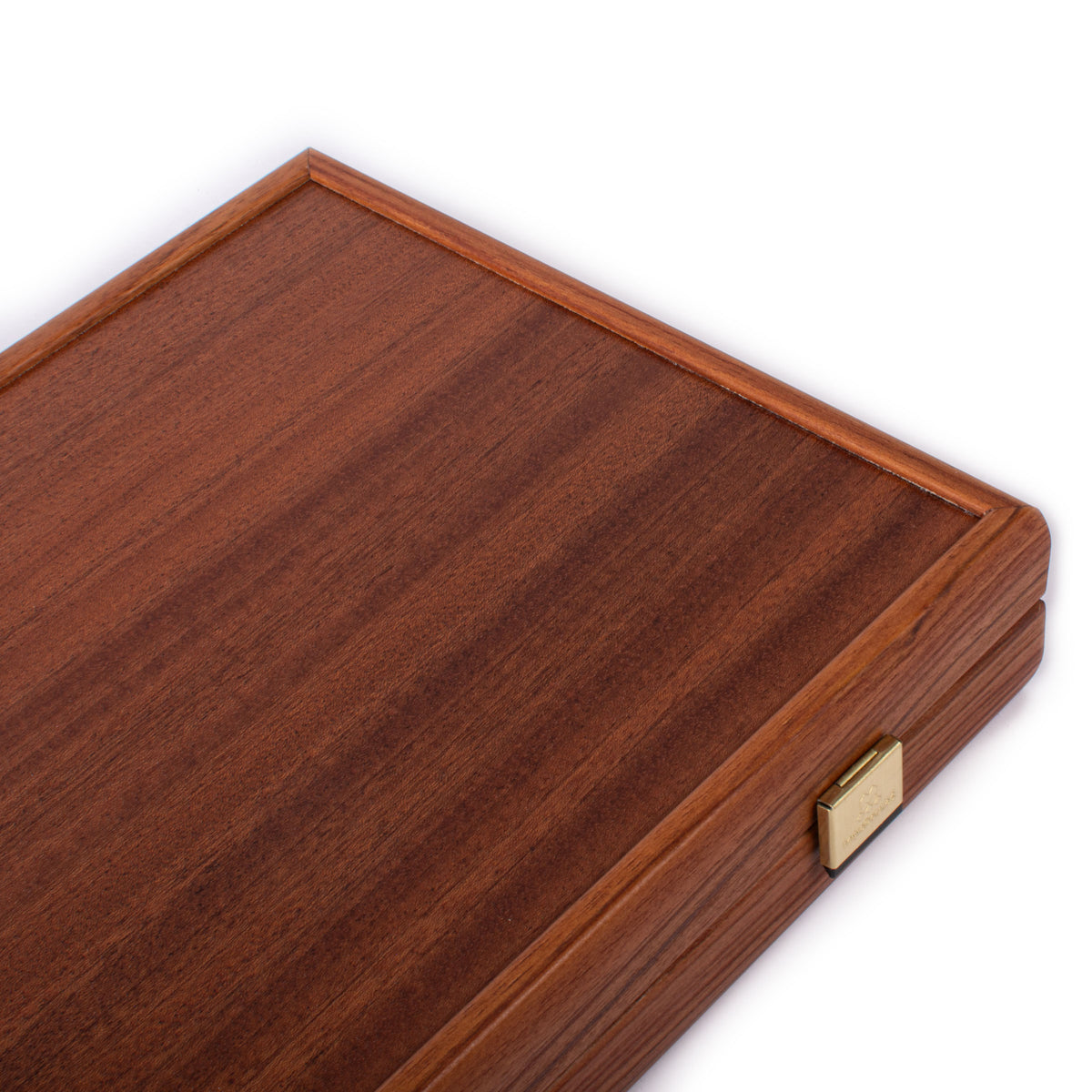 Handcrafted Mahogany Backgammon Set with Side Racks - Elegant Marquetry Design