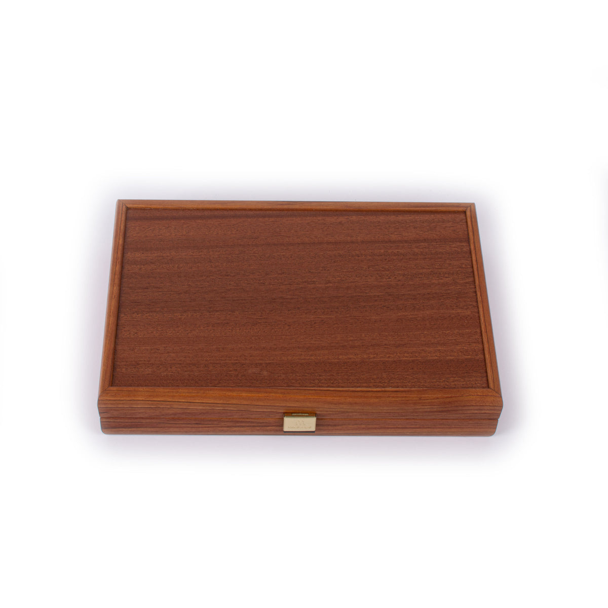 Handcrafted Mahogany Backgammon Set with Side Racks - Elegant Marquetry Design