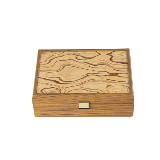 Luxury Walnut Wooden Box with Natural Italian Olive Burl Top - Handcrafted Elegance - Premium Decorative Objects from MANOPOULOS Chess & Backgammon - Just €38.50! Shop now at MANOPOULOS Chess & Backgammon