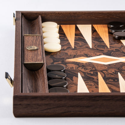 Premium Handcrafted California Walnut Burl Backgammon Set - Premium Backgammon from MANOPOULOS Chess & Backgammon - Just €225! Shop now at MANOPOULOS Chess & Backgammon