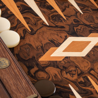 Premium Handcrafted California Walnut Burl Backgammon Set - Premium Backgammon from MANOPOULOS Chess & Backgammon - Just €225! Shop now at MANOPOULOS Chess & Backgammon