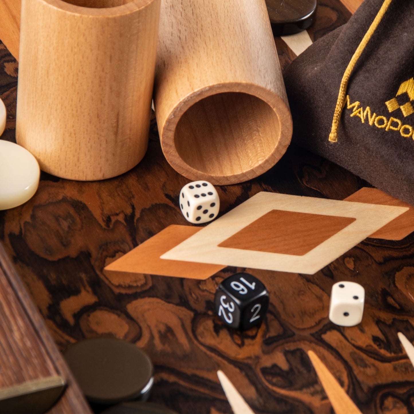 Premium Handcrafted California Walnut Burl Backgammon Set - Premium Backgammon from MANOPOULOS Chess & Backgammon - Just €225! Shop now at MANOPOULOS Chess & Backgammon