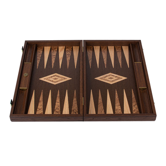 Premium Handcrafted Wenge with Walnut Burl Backgammon Set - Premium Backgammon from MANOPOULOS Chess & Backgammon - Just €117! Shop now at MANOPOULOS Chess & Backgammon