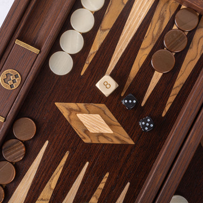 Premium Handcrafted Wenge with Walnut Burl Backgammon Set