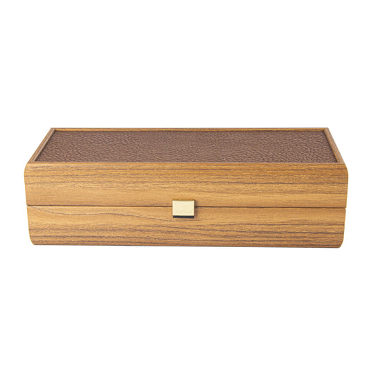 Luxury Walnut Wine Box with Leatherette Top - Premium Wine Storage - Premium Decorative Objects from MANOPOULOS Chess & Backgammon - Just €29! Shop now at MANOPOULOS Chess & Backgammon