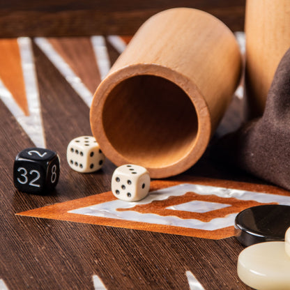 Premium Handcrafted Natural Burl Backgammon Set with Pearl Elements - Premium Backgammon from MANOPOULOS Chess & Backgammon - Just €520! Shop now at MANOPOULOS Chess & Backgammon