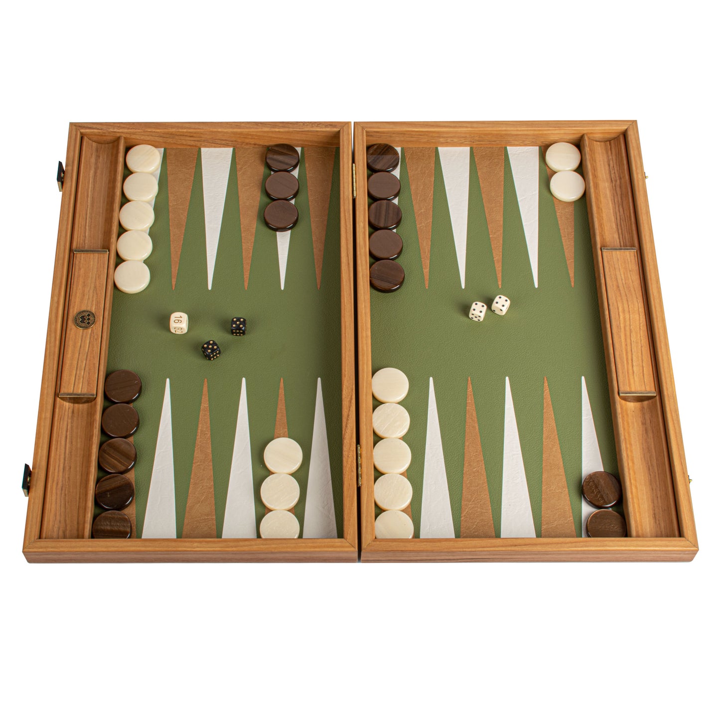 Premium Leatherette Olive Green Backgammon Set
