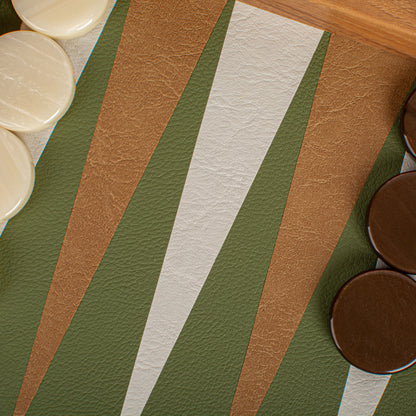 Premium Leatherette Olive Green Backgammon Set