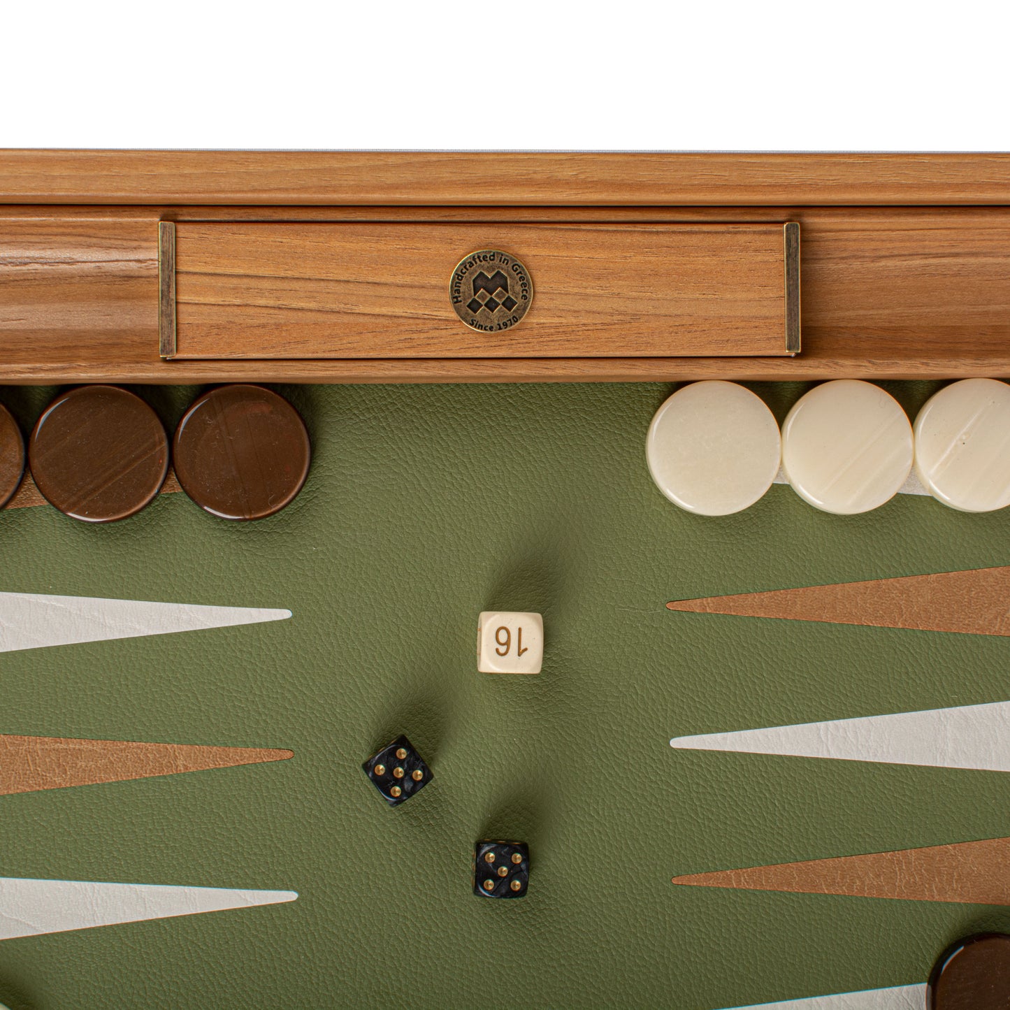 Premium Leatherette Olive Green Backgammon Set