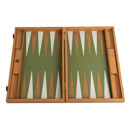 Premium Leatherette Olive Green Backgammon Set