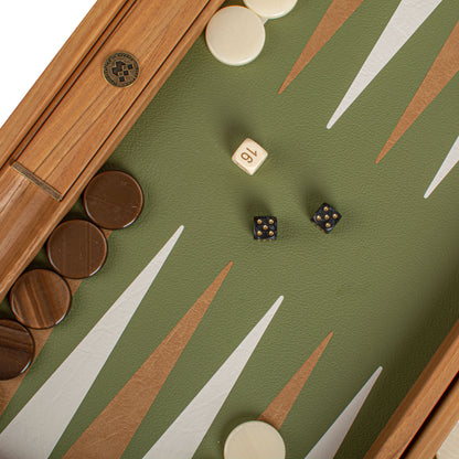 Premium Leatherette Olive Green Backgammon Set