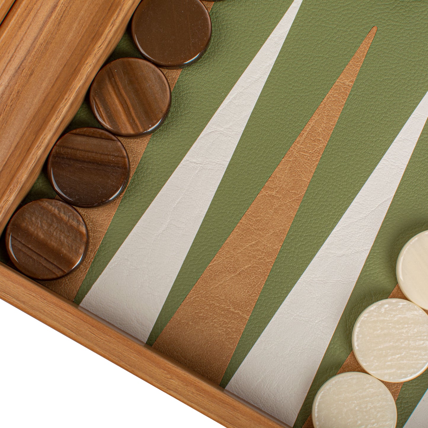 Premium Leatherette Olive Green Backgammon Set