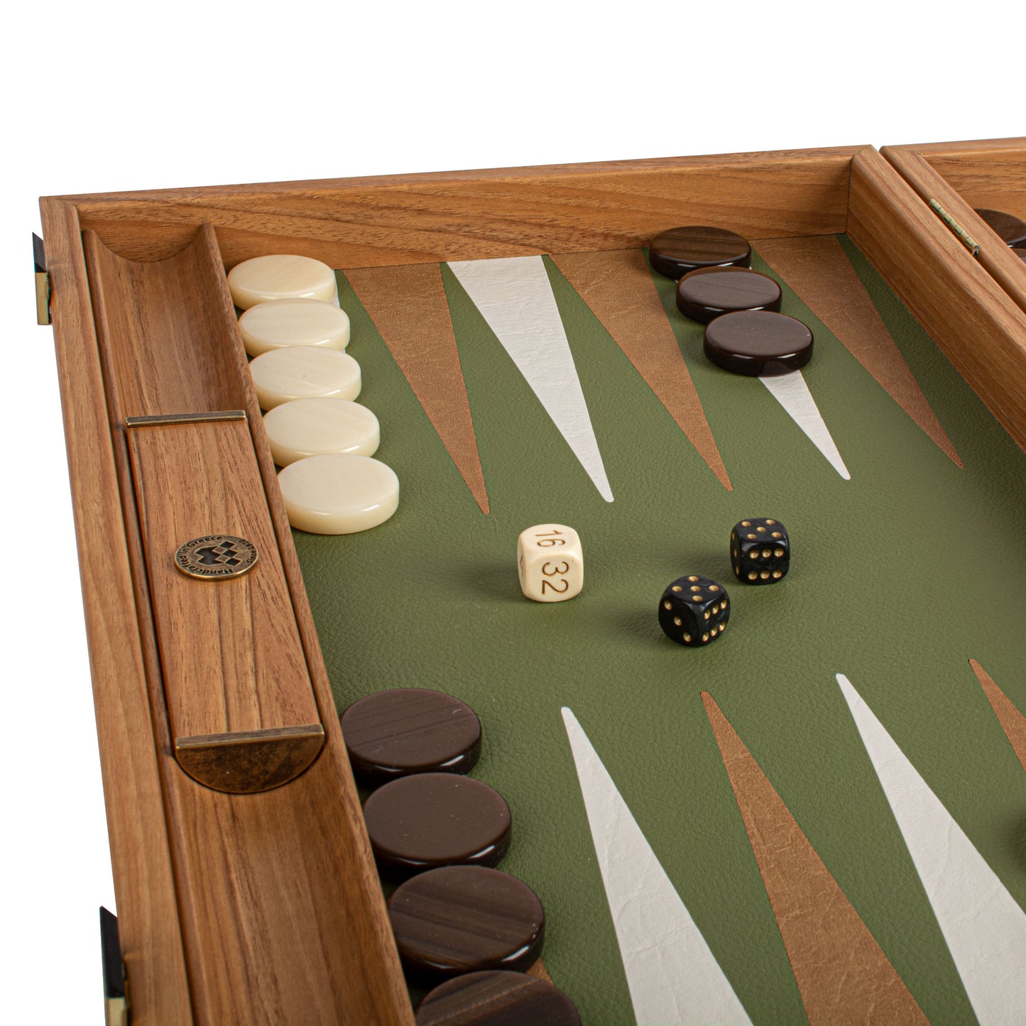 Premium Leatherette Olive Green Backgammon Set