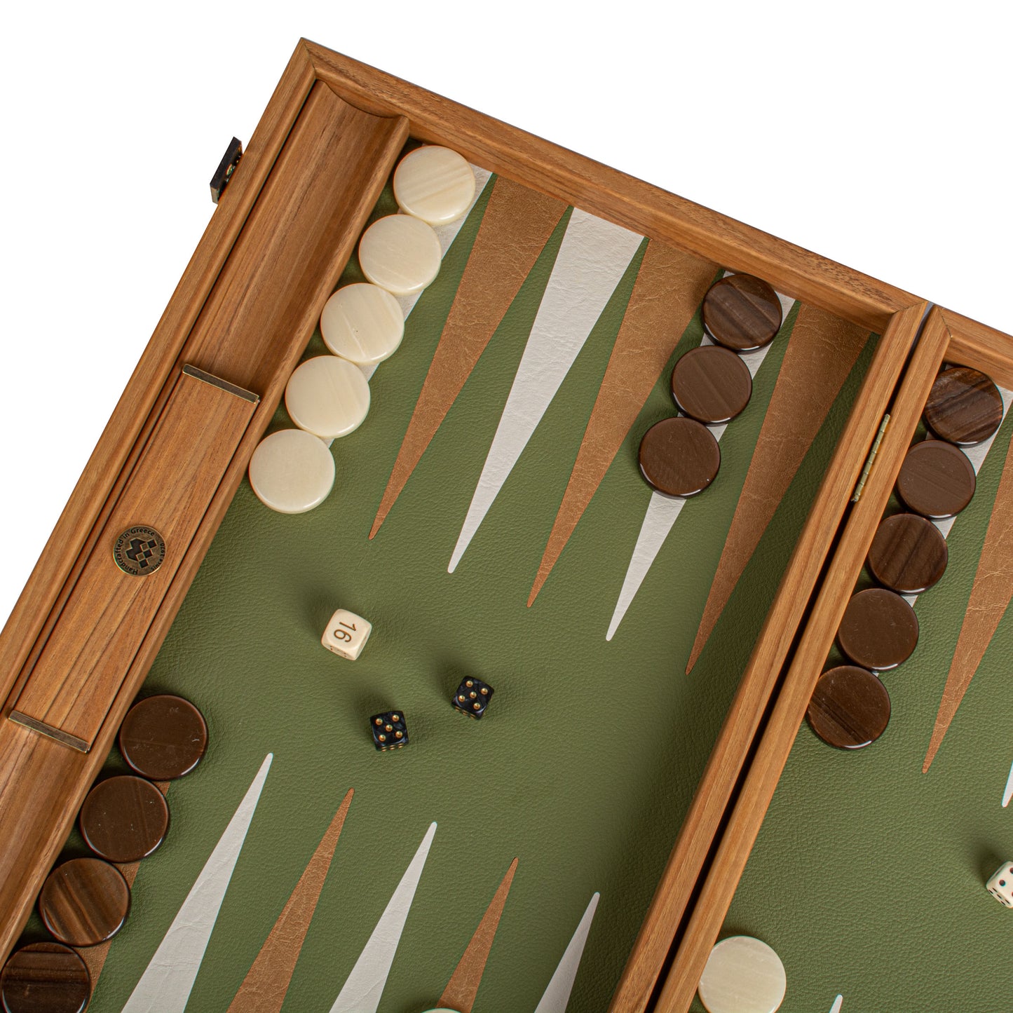 Premium Leatherette Olive Green Backgammon Set