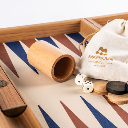 Premium Leatherette Champagne Beige Backgammon Set - Premium Backgammon from MANOPOULOS Chess & Backgammon - Just €175! Shop now at MANOPOULOS Chess & Backgammon