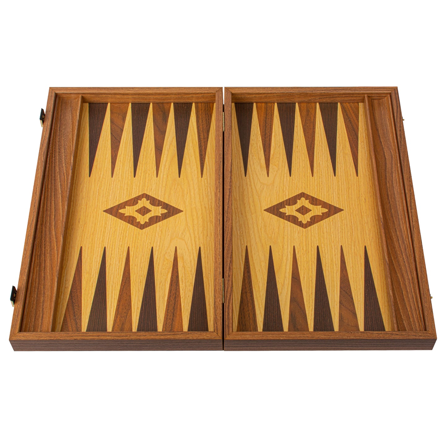 Handcrafted Oak-Walnut Replica Wood Backgammon Set with Side Racks