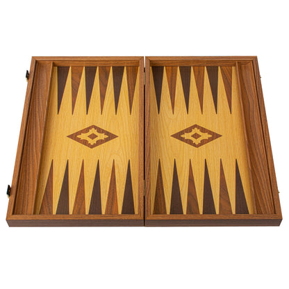 Handcrafted Oak-Walnut Replica Wood Backgammon Set with Side Racks