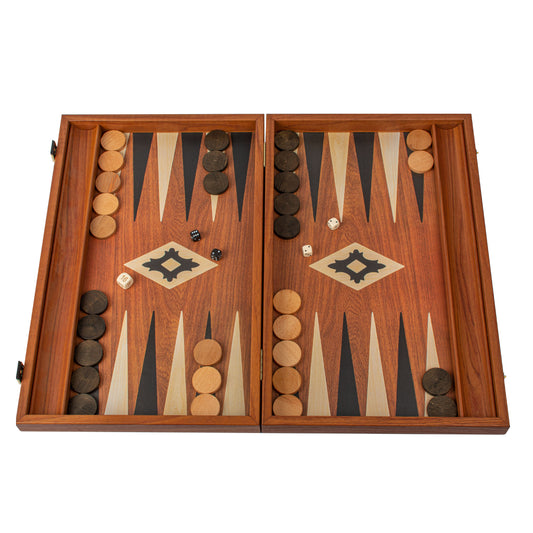 Handcrafted Mahogany Replica Backgammon Set with Side Racks - Elegant Design and Quality Materials