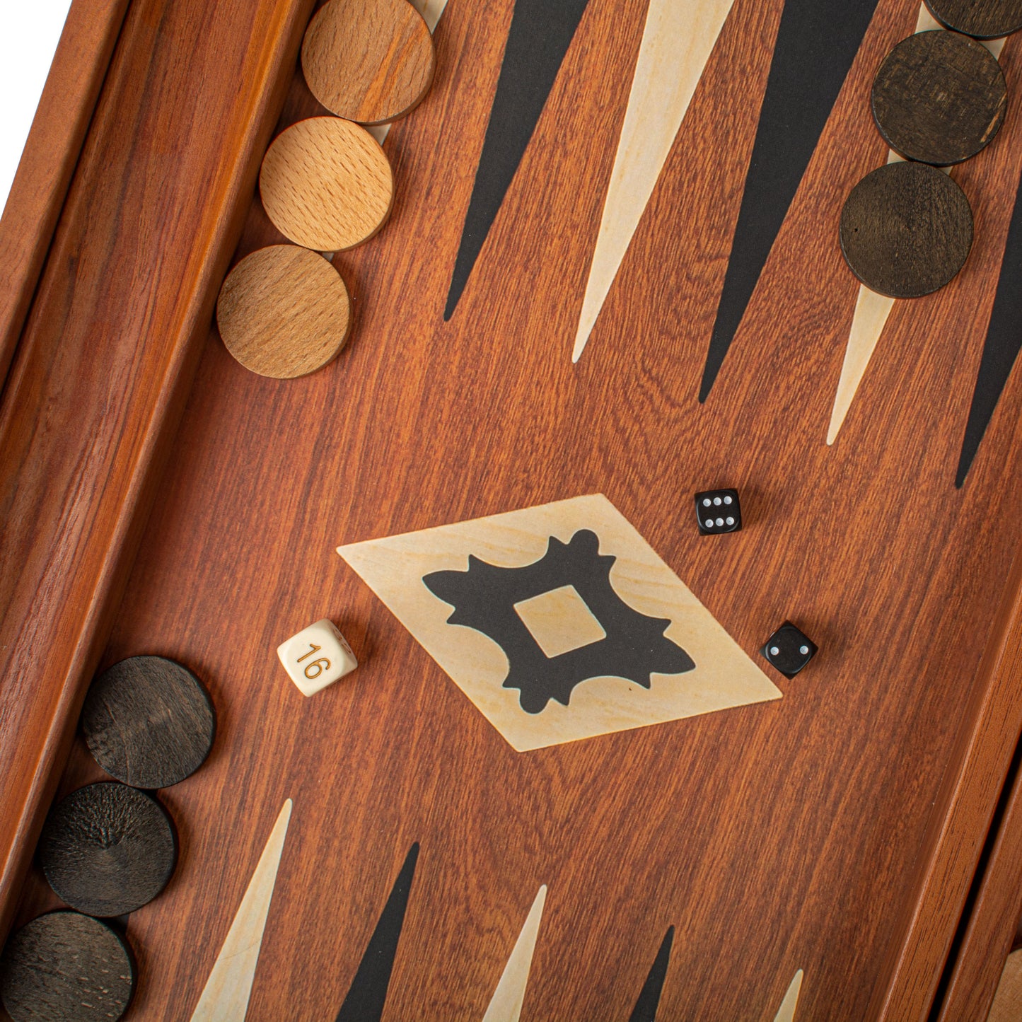 Handcrafted Mahogany Replica Backgammon Set with Side Racks - Elegant Design and Quality Materials