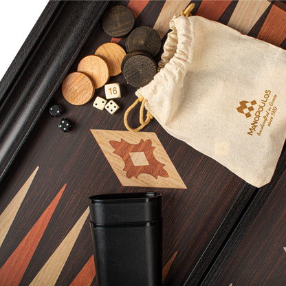 Handcrafted Wenge Replica Wood Backgammon Set with Side Racks - Classic Design and Quality Materials