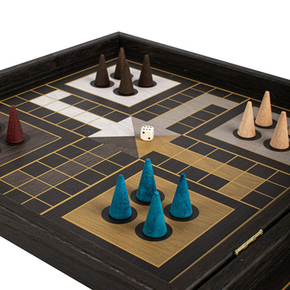 Modern Style 4-in-1 Combo Game Set: Chess, Backgammon, Ludo & Snakes