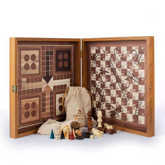 Classic Style 4-in-1 Combo Game Set: Chess, Backgammon, Ludo & Snakes - Premium Combo Games from MANOPOULOS Chess & Backgammon - Just €71.50! Shop now at MANOPOULOS Chess & Backgammon