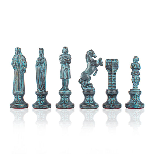 RENAISSANCE Chessmen (Medium) - Blue/Brown - Premium Chess from MANOPOULOS Chess & Backgammon - Just €109! Shop now at MANOPOULOS Chess & Backgammon