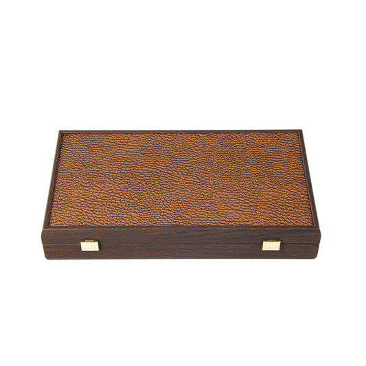 Luxury Poker Set in Dark Walnut Wooden Case with Brown Leatherette Top - Premium Poker Set from MANOPOULOS Chess & Backgammon - Just €190! Shop now at MANOPOULOS Chess & Backgammon