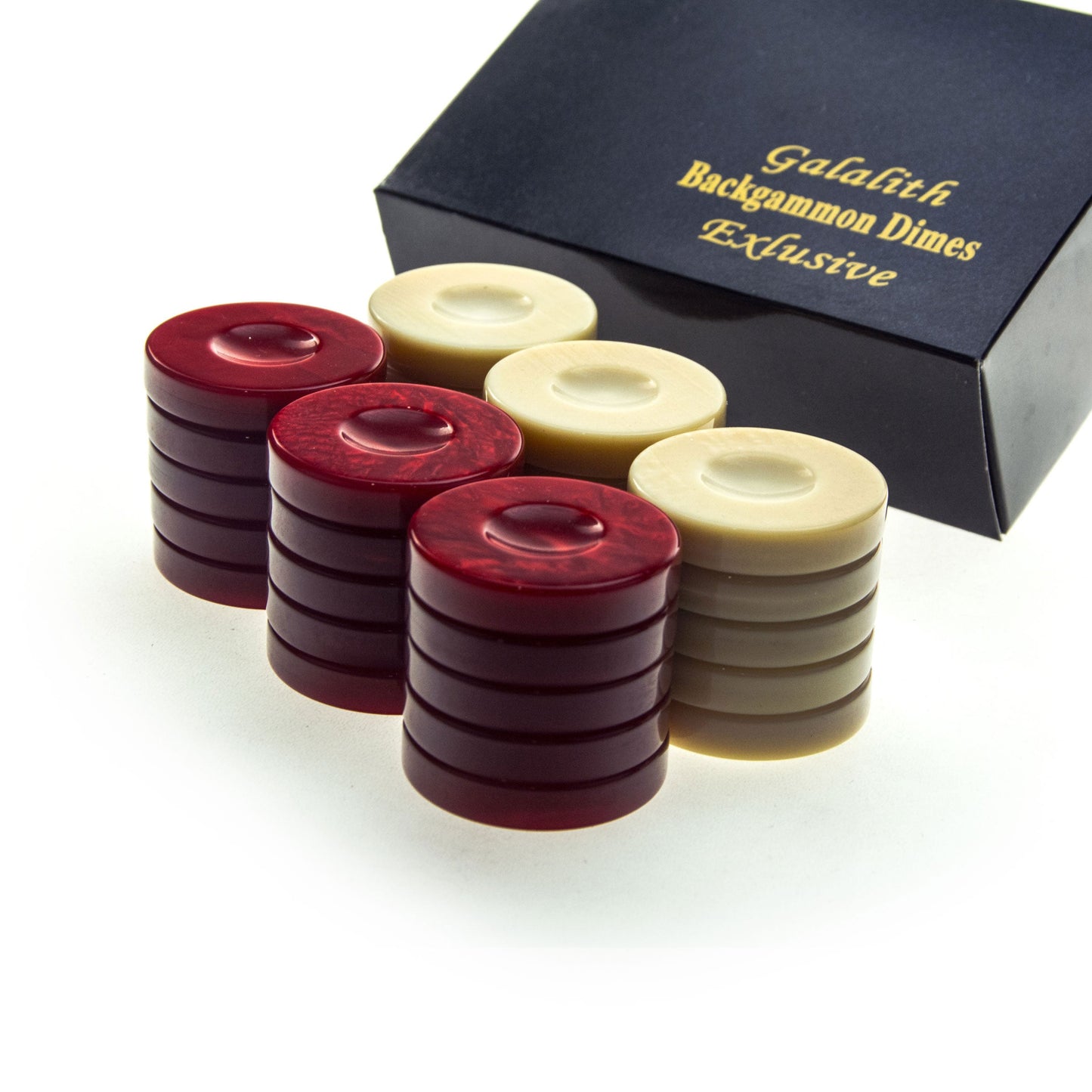 Handcrafted Premium Galalith Checkers in Red and White - Premium Backgammon from MANOPOULOS Chess & Backgammon - Just €79! Shop now at MANOPOULOS Chess & Backgammon