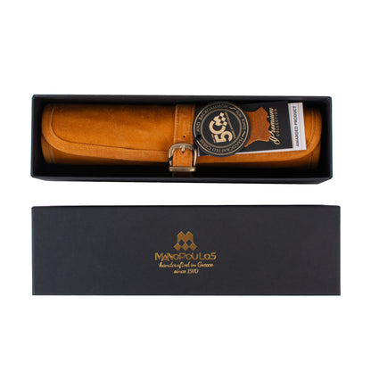 Premium Handcrafted Cinnamon Brown Suede Roll-Up Backgammon Set