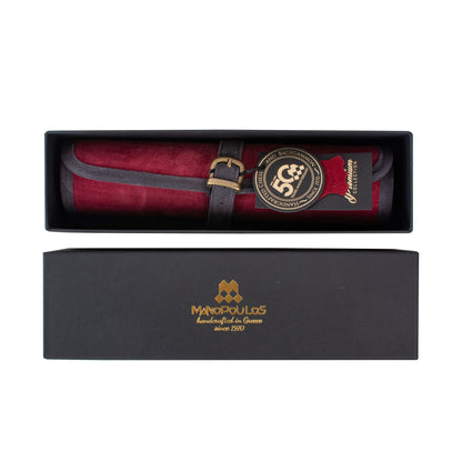 Premium Handcrafted Burgundy Red Suede Roll-Up Backgammon Set