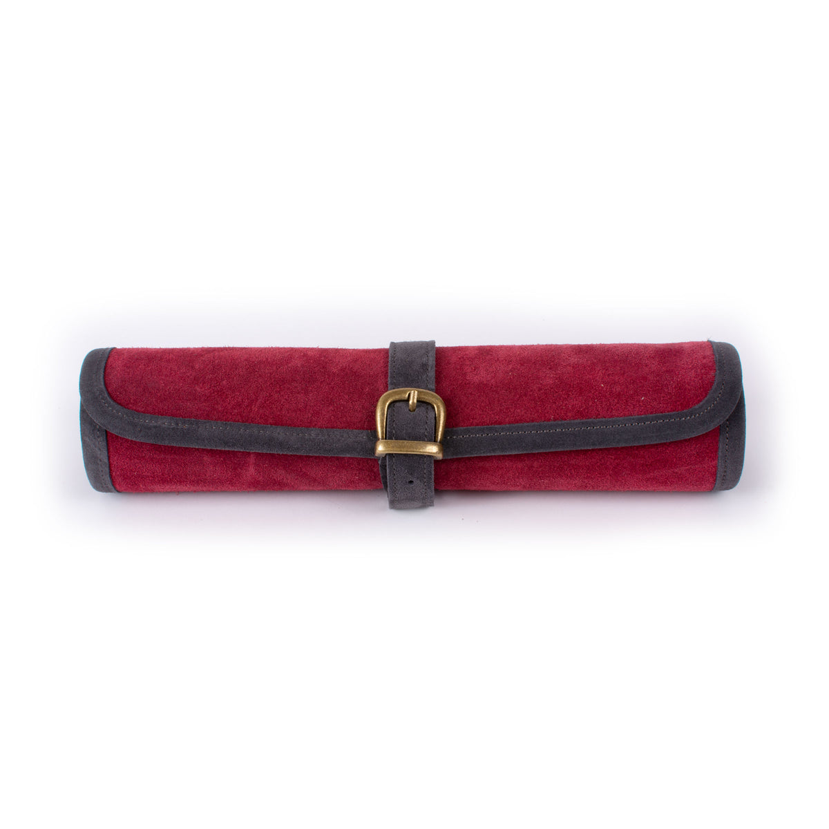 Premium Handcrafted Burgundy Red Suede Roll-Up Backgammon Set