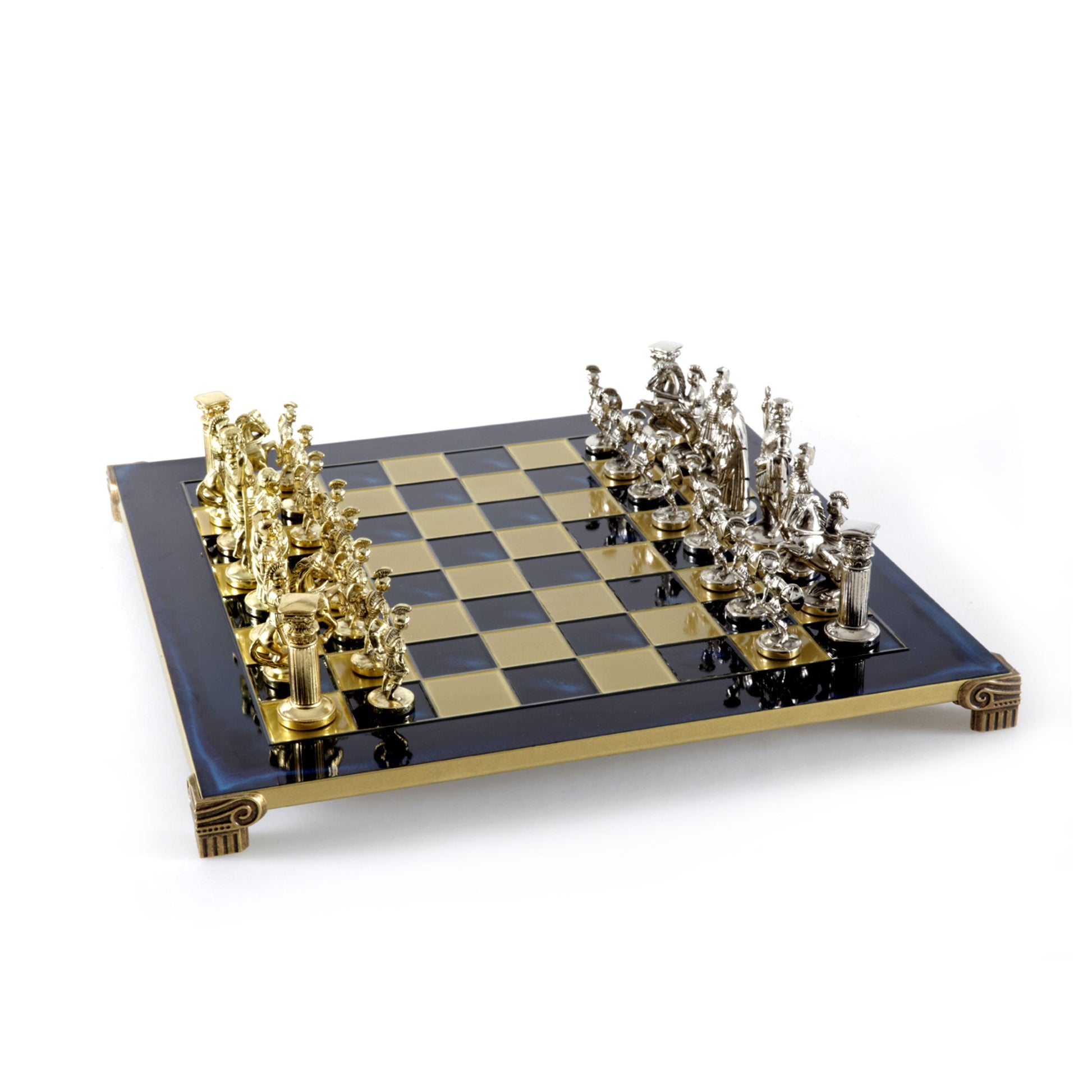 GREEK ROMAN PERIOD CHESS SET with gold/silver chessmen and bronze chessboard 44 x 44cm (Large) - Premium Chess from MANOPOULOS Chess & Backgammon - Just €275! Shop now at MANOPOULOS Chess & Backgammon