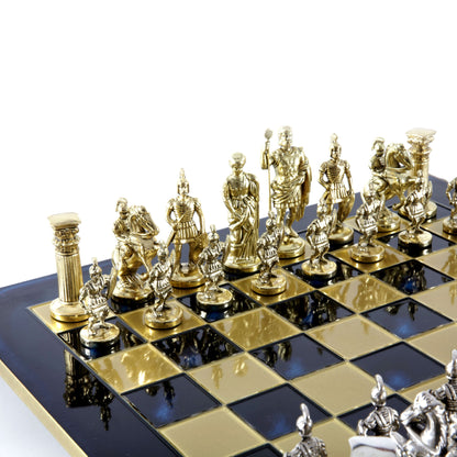 GREEK ROMAN PERIOD CHESS SET with gold/silver chessmen and bronze chessboard 44 x 44cm (Large) - Premium Chess from MANOPOULOS Chess & Backgammon - Just €275! Shop now at MANOPOULOS Chess & Backgammon