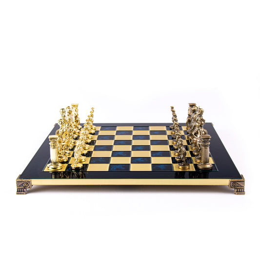 GREEK ROMAN PERIOD CHESS SET with gold/brown chessmen and bronze chessboard 44 x 44cm (Large) - Premium Chess from MANOPOULOS Chess & Backgammon - Just €275! Shop now at MANOPOULOS Chess & Backgammon