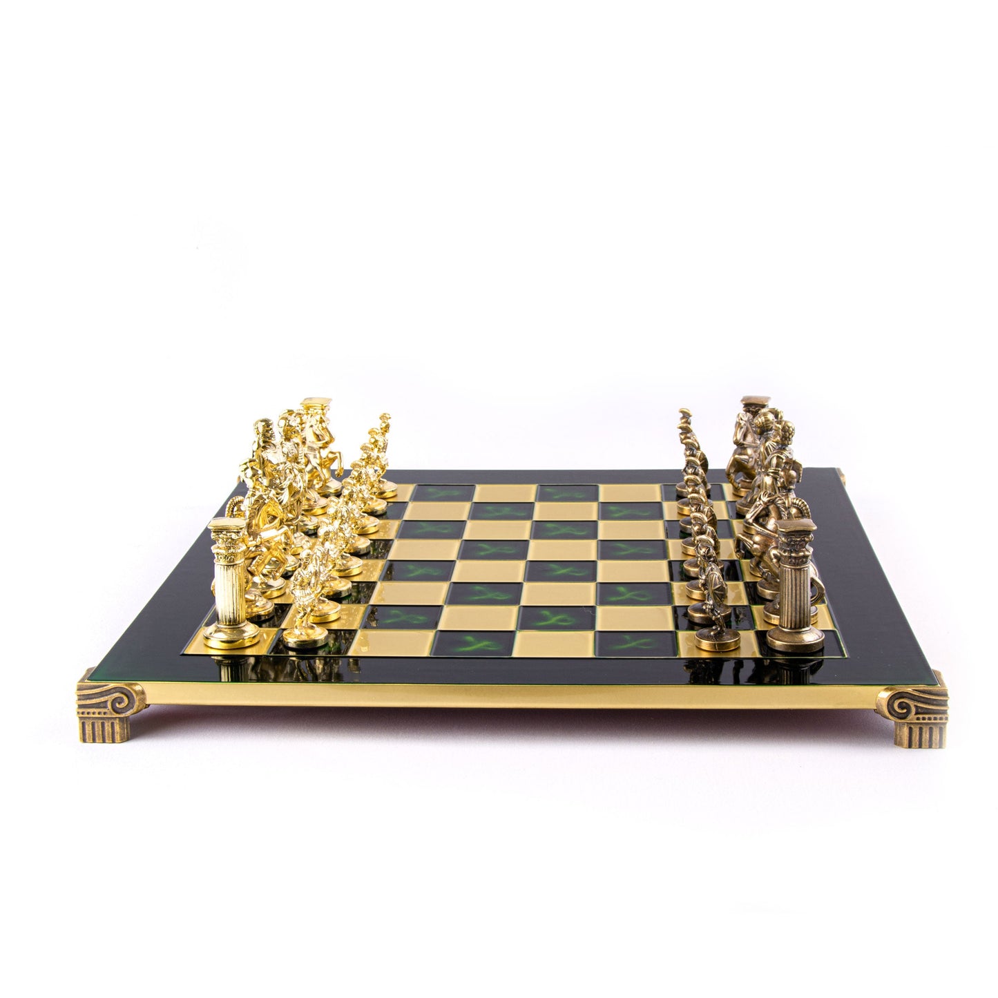 GREEK ROMAN PERIOD CHESS SET with gold/brown chessmen and bronze chessboard 44 x 44cm (Large) - Premium Chess from MANOPOULOS Chess & Backgammon - Just €275! Shop now at MANOPOULOS Chess & Backgammon