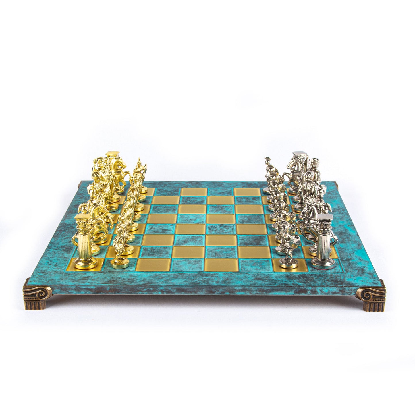 GREEK ROMAN PERIOD CHESS SET with gold/silver chessmen and bronze chessboard 44 x 44cm (Large) - Premium Chess from MANOPOULOS Chess & Backgammon - Just €275! Shop now at MANOPOULOS Chess & Backgammon