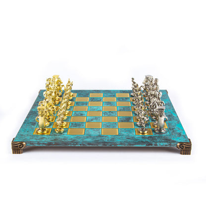 GREEK ROMAN PERIOD CHESS SET with gold/silver chessmen and bronze chessboard 44 x 44cm (Large) - Premium Chess from MANOPOULOS Chess & Backgammon - Just €275! Shop now at MANOPOULOS Chess & Backgammon