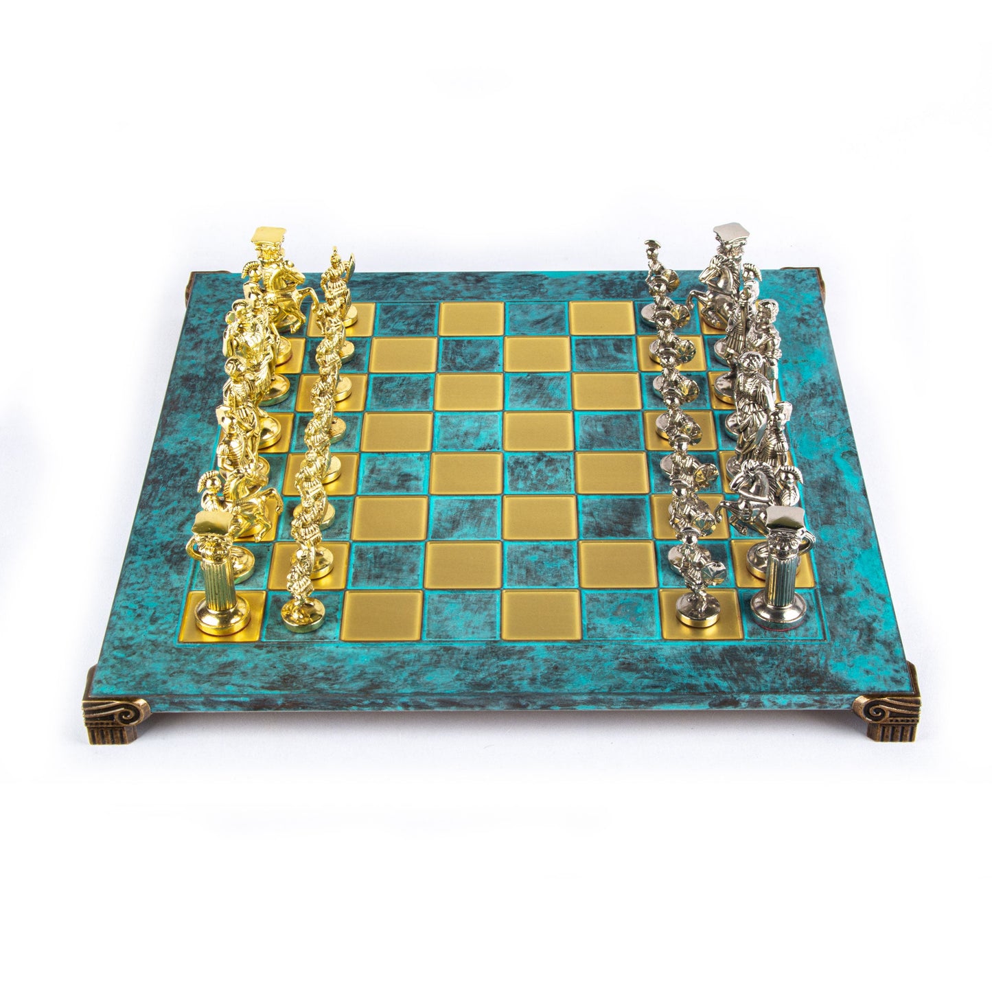 GREEK ROMAN PERIOD CHESS SET with gold/silver chessmen and bronze chessboard 44 x 44cm (Large) - Premium Chess from MANOPOULOS Chess & Backgammon - Just €275! Shop now at MANOPOULOS Chess & Backgammon